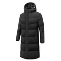 Long, knee-length down coat